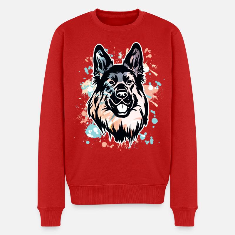 Deutscher Schäferhund - Männer Premium Bio Pullover - Rot