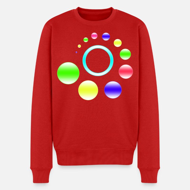 Neon-Orbit-Ringburst - Männer Premium Bio Pullover - Rot
