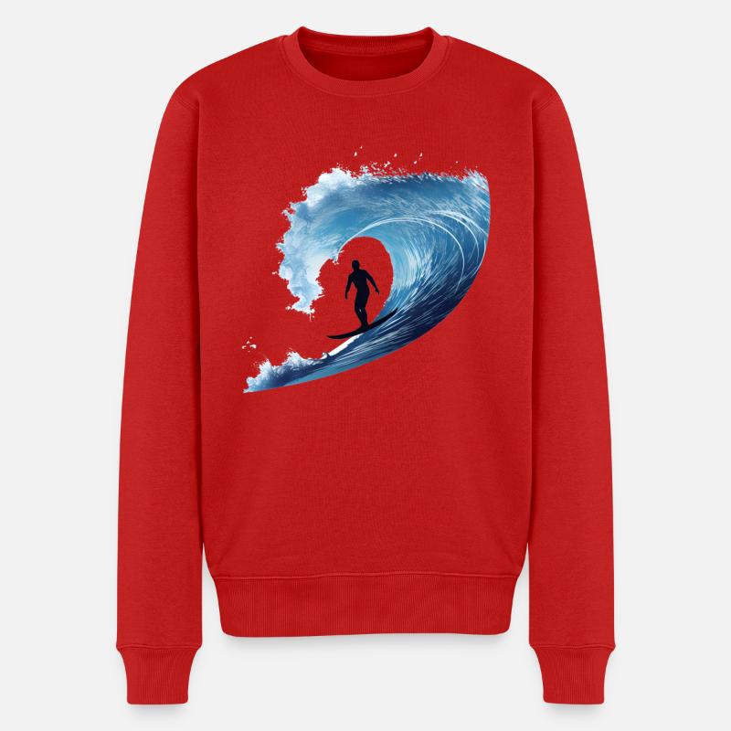Surfer in Wirbelwelle - Männer Premium Bio Pullover - Rot