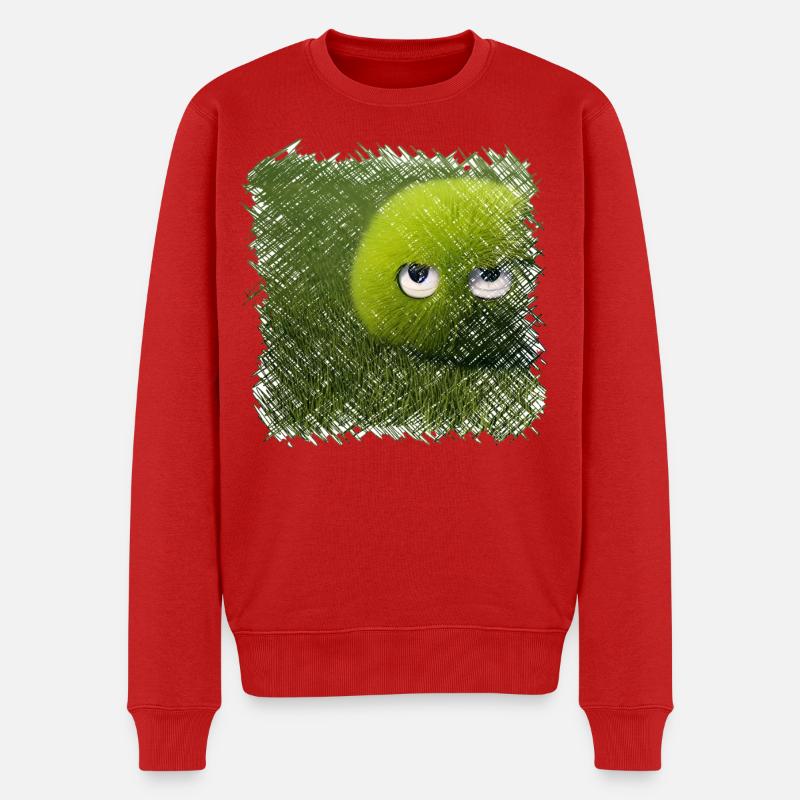 Lustige grüne Graskugel - Männer Premium Bio Pullover - Rot