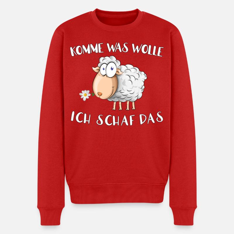 Komme was Wolle - ich Schaf das - Männer Premium Bio Pullover - Rot