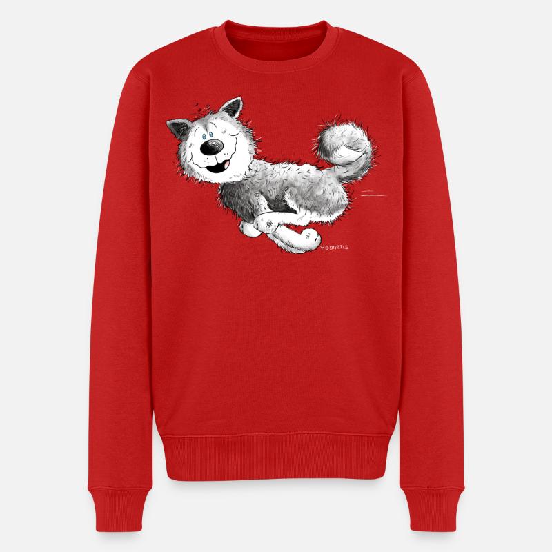 Flotter Siberian Husky Schlittenhund Hund - Männer Premium Bio Pullover - Rot