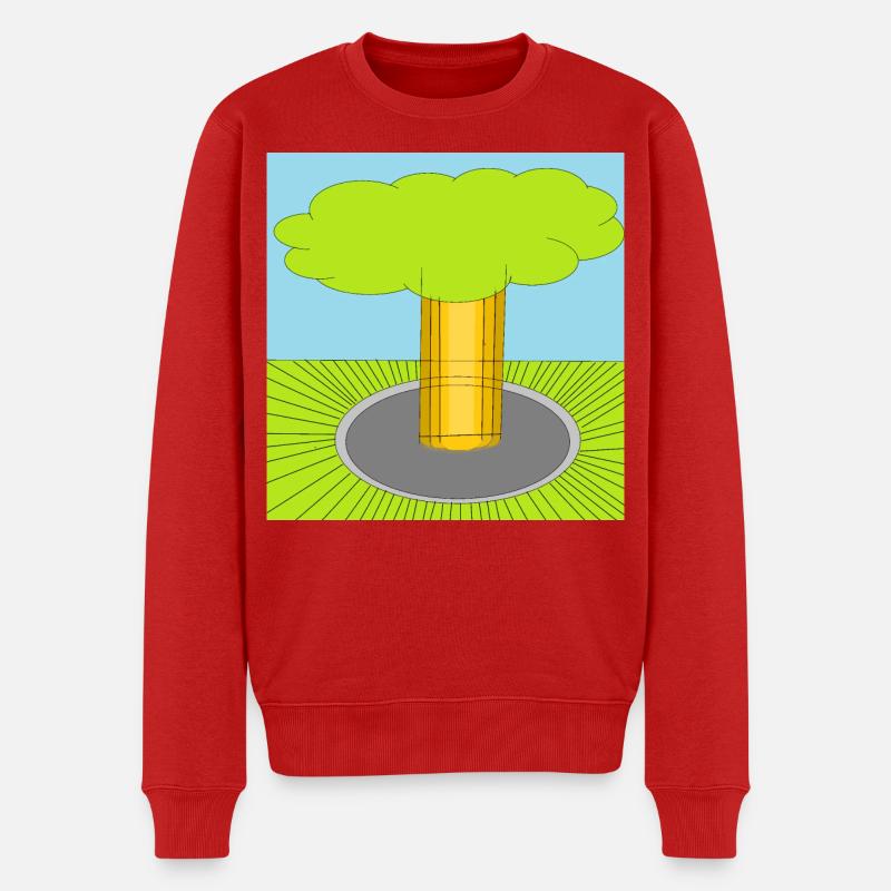 Baumdurchbruch Pop Art Waldszene - Männer Premium Bio Pullover - Rot