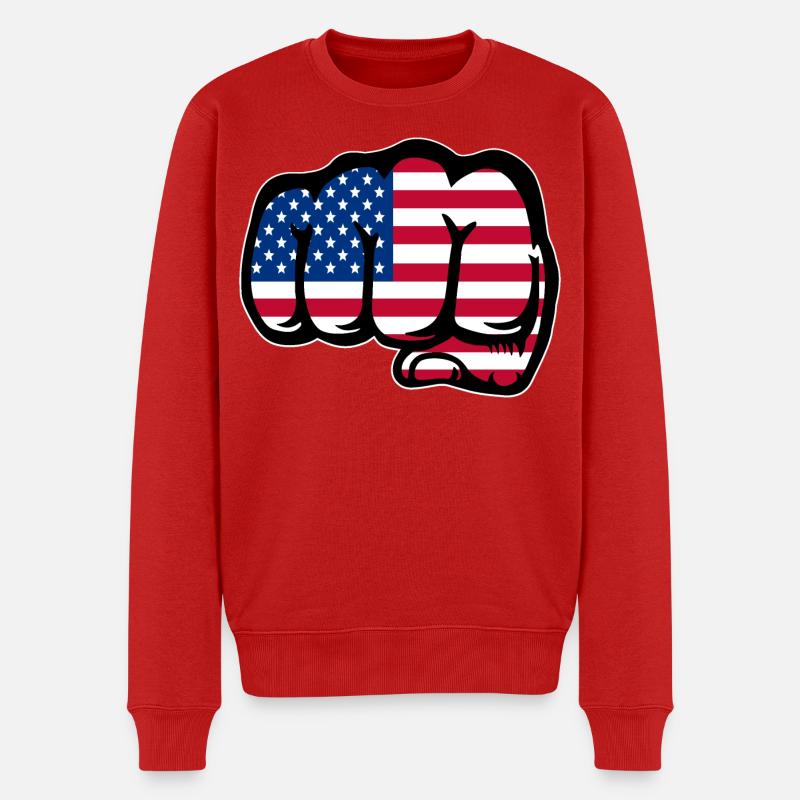 USA Flagge Hand Faust - Männer Premium Bio Pullover - Rot