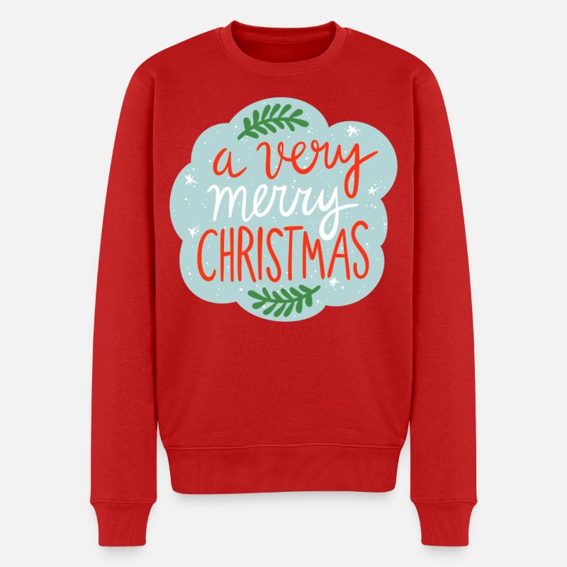 Weihnachtsaufkleber - Männer Premium Bio Pullover - Rot