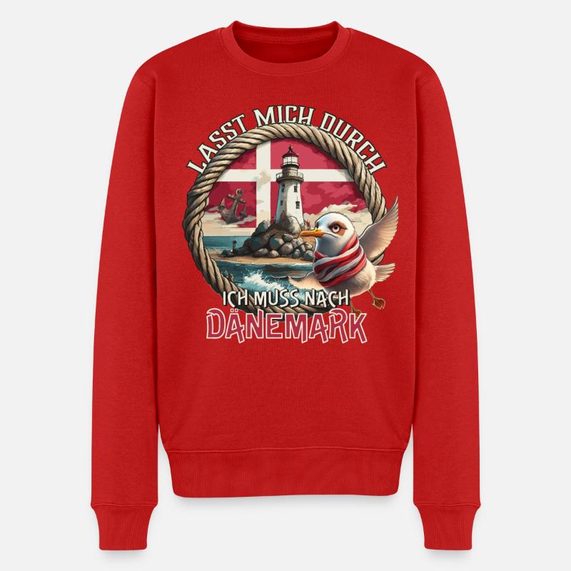 Dänemark - lasst mich durch - Möwe - Leuchtturm - Männer Premium Bio Pullover - Rot