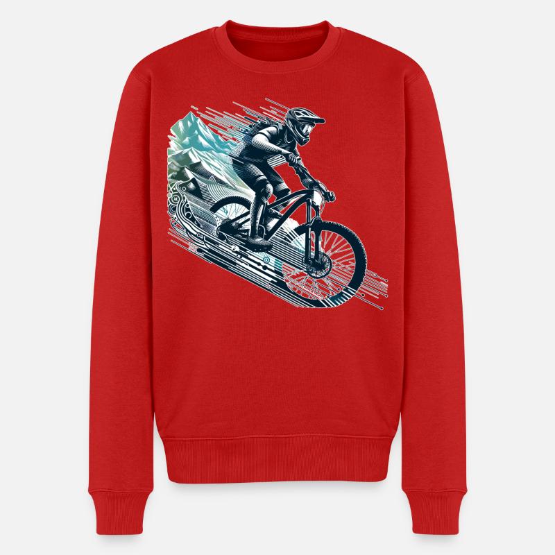 MTB Mountainbiking Downhill Geschenk - Männer Premium Bio Pullover - Rot