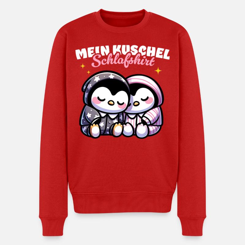 Kuschel-Pinguine – Süßes Schlafshirt - Männer Premium Bio Pullover - Rot