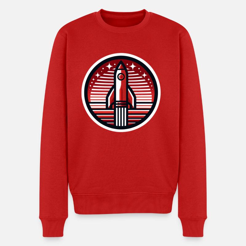 "Red Horizon" - Rocket Emblem T-Shirt - Männer Premium Bio Pullover - Rot