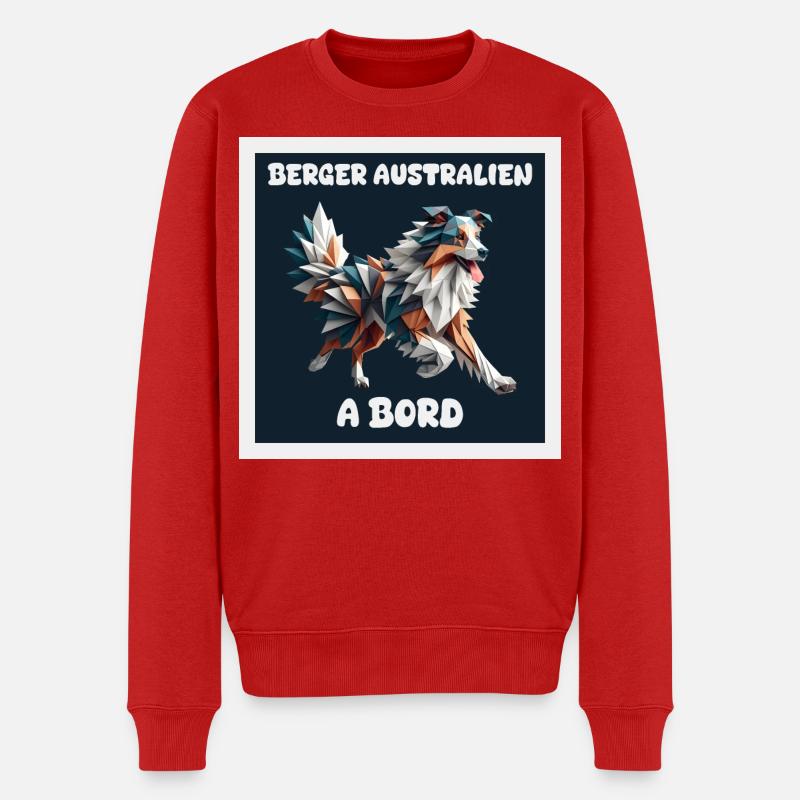 AUSTRALIAN SHEPHERD AUTOAUFKLEBER AN BORD - Männer Premium Bio Pullover - Rot