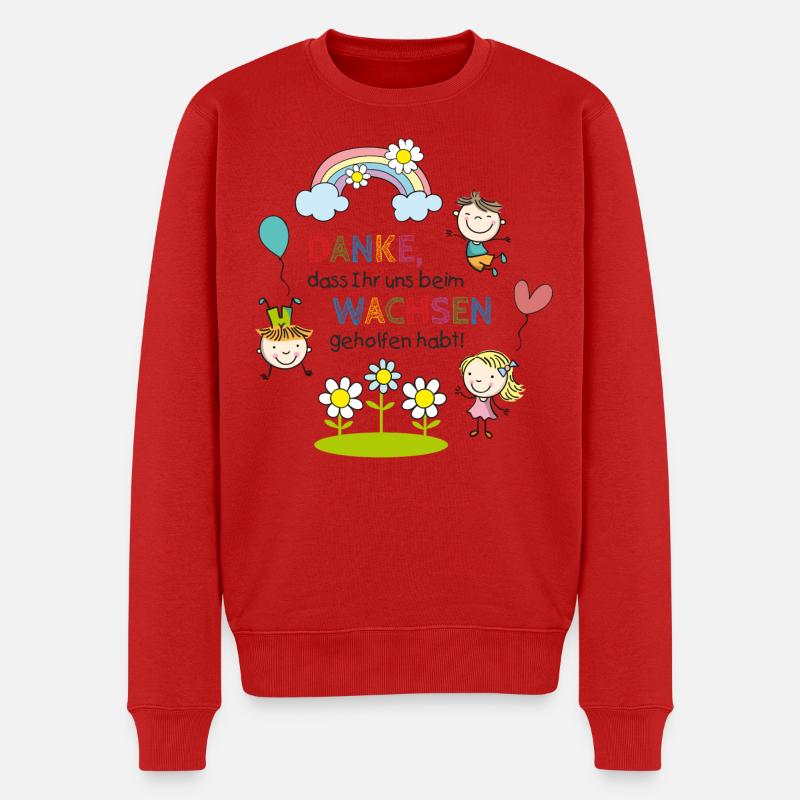 Spruch Abschied | Kinder - Regenbogen - Blumen  - Männer Premium Bio Pullover - Rot