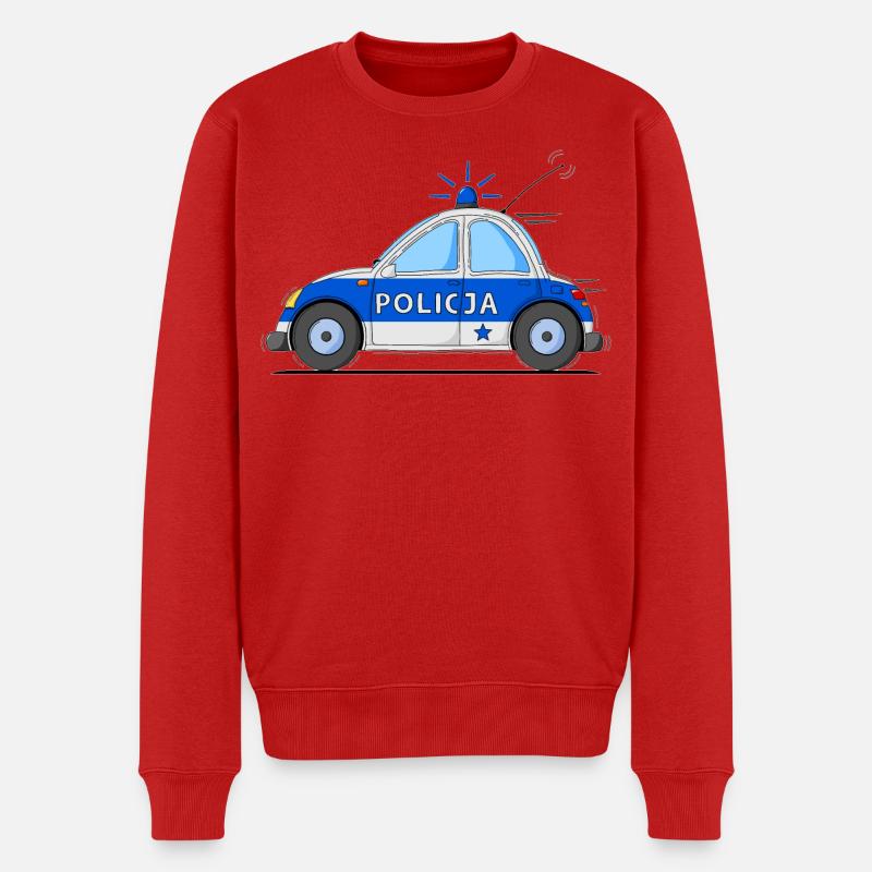Polizeiauto Policja Blau - Männer Premium Bio Pullover - Rot