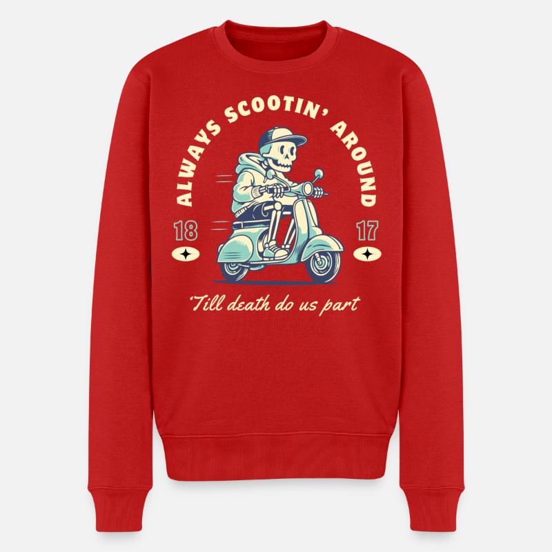 Always Scootin’ – Retro Skull Scooter - Männer Premium Bio Pullover - Rot