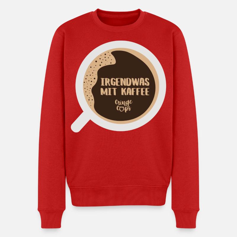 Irgendwas mit Kaffee - Männer Premium Bio Pullover - Rot