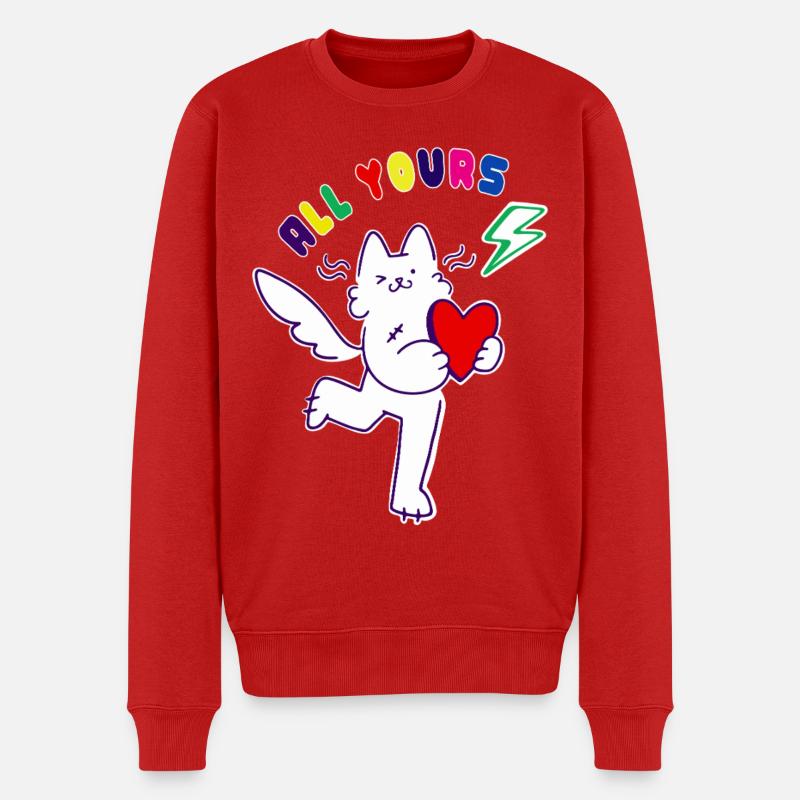 Verliebte Katze - Männer Premium Bio Pullover - Rot