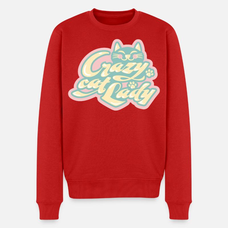 Crazy Cat Lady – Verspielte Katzenliebe - Männer Premium Bio Pullover - Rot