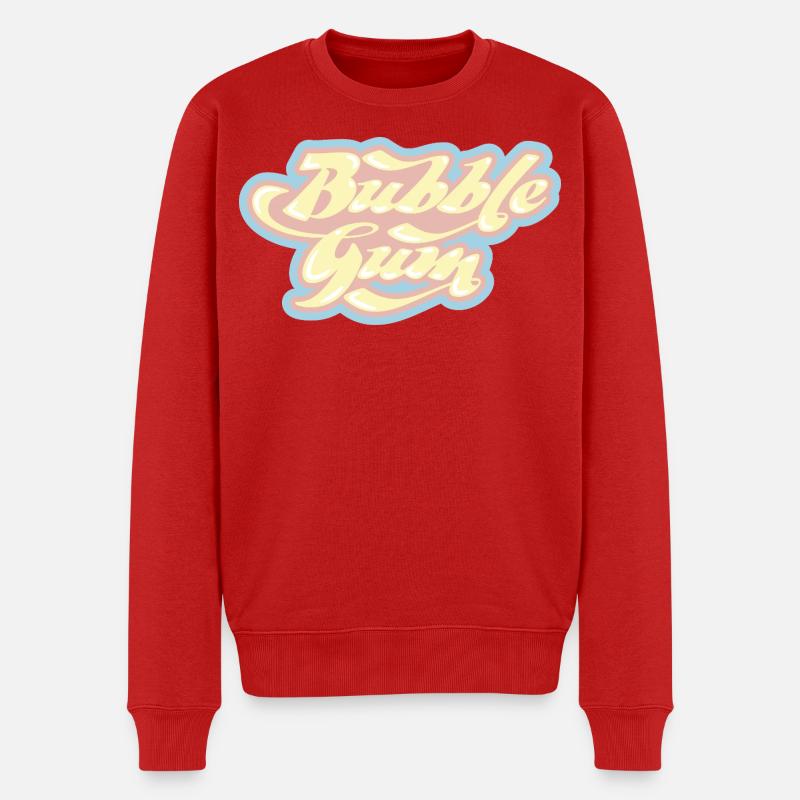 Bubblegum Retro Schriftzug - Männer Premium Bio Pullover - Rot