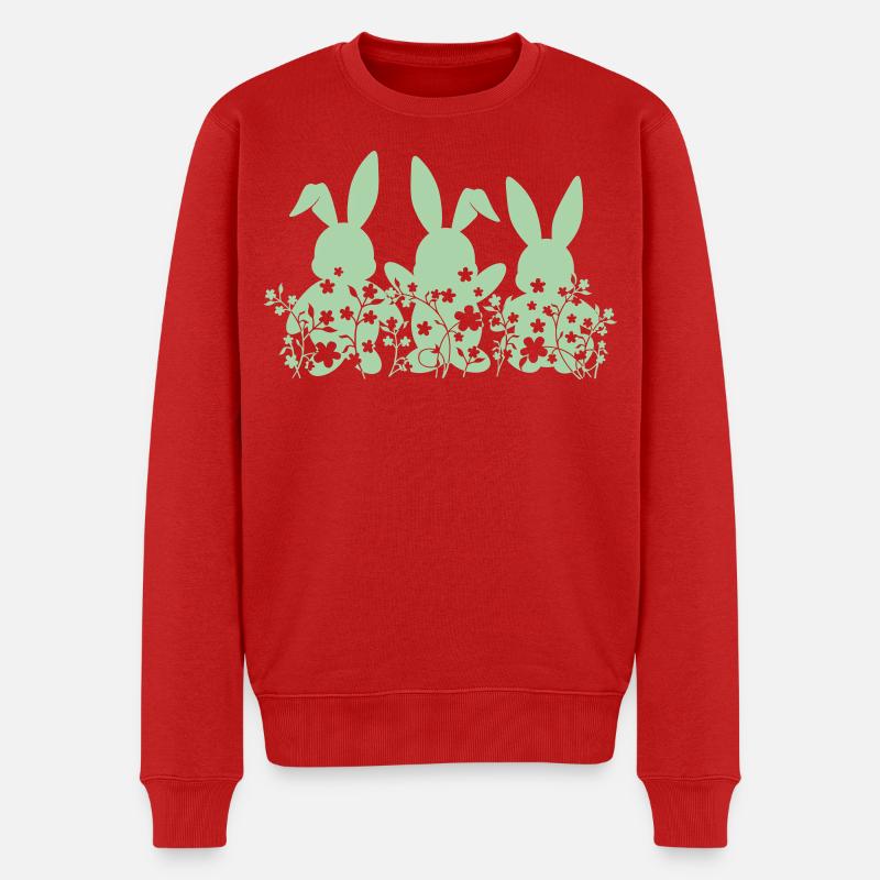 hasen ostern blumen - Männer Premium Bio Pullover - Rot