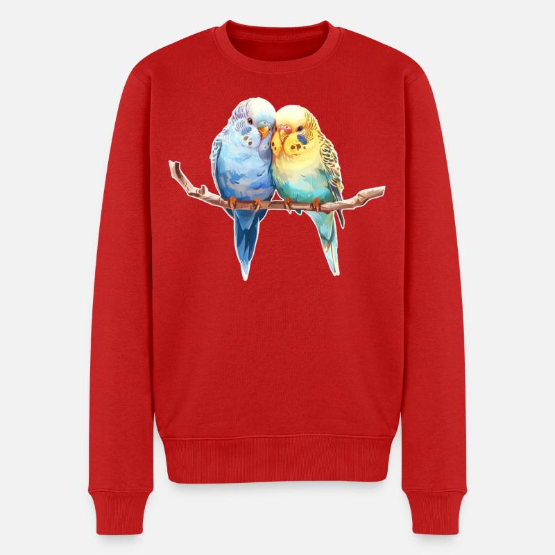 Paire de perruches - Pull Premium bio Homme - rouge