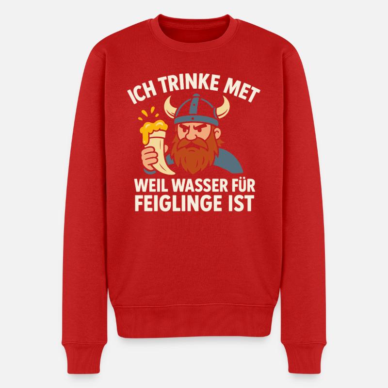 Ich trinke Met - Männer Premium Bio Pullover - Rot