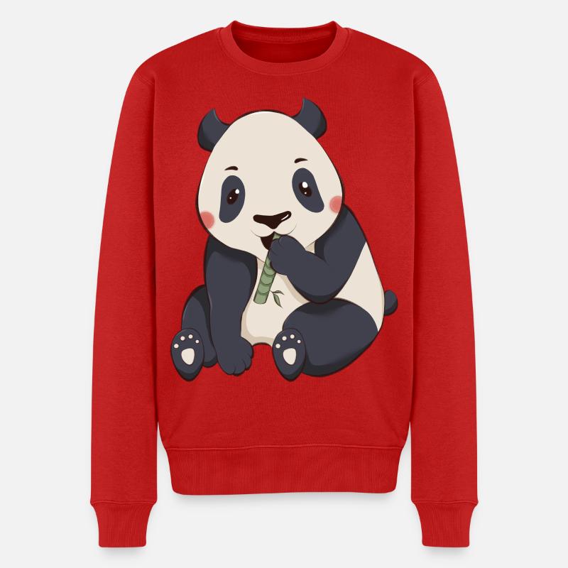 Panda - Männer Premium Bio Pullover - Rot
