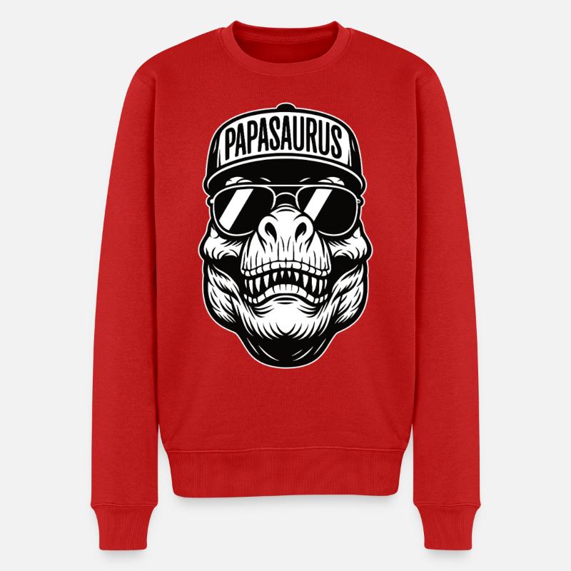 Papasaurus Skull - Männer Premium Bio Pullover - Rot