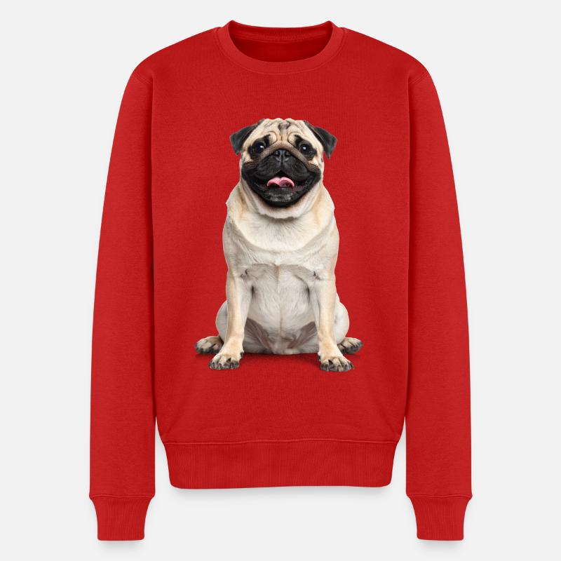 Mops – Charmant, knuffig & voller Liebe! - Männer Premium Bio Pullover - Rot