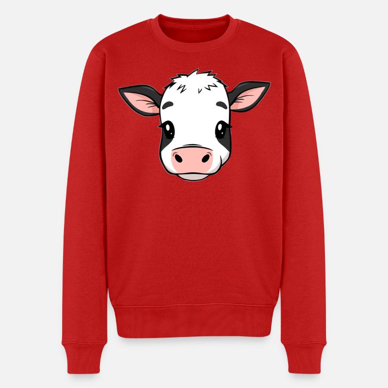 Kuh - Männer Premium Bio Pullover - Rot