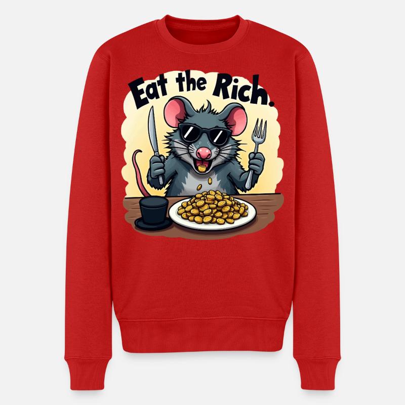 Rebellratte – Eat the Rich mit Biss - Männer Premium Bio Pullover - Rot