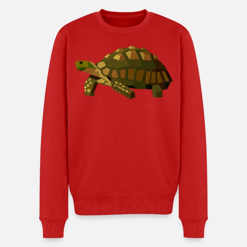 Geometrische Schildkröte - Tier Low Poly - Männer Premium Bio Pullover - Rot