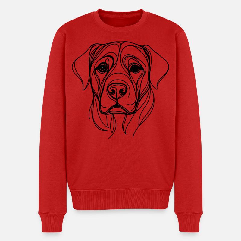 Dog_line_art_1 - Männer Premium Bio Pullover - Rot