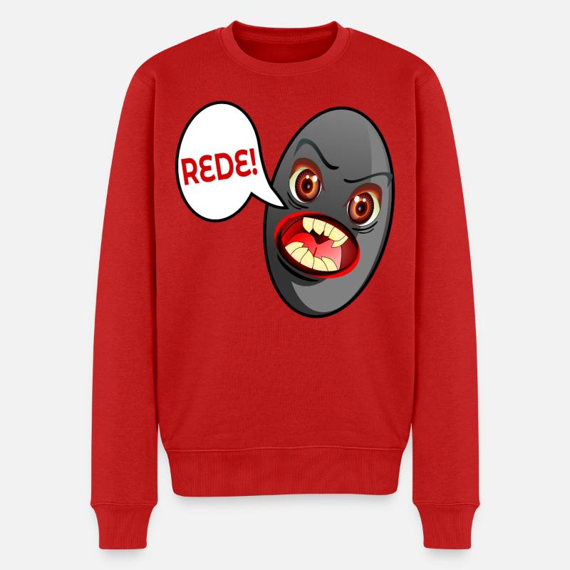 JUGENDSPRACHE REDE SCHWARZE OLIVE - Männer Premium Bio Pullover - Rot