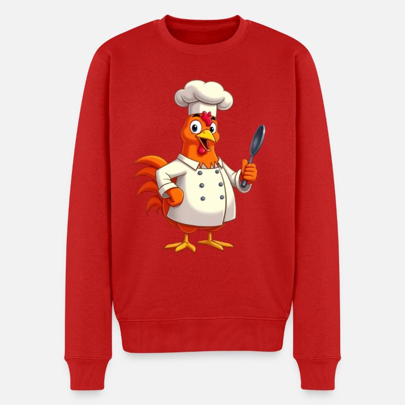 Poulet en chef avec toque et spatule - Pull Premium bio Homme - rouge