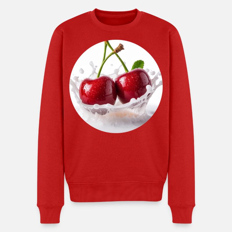 Kirschen im Spritzwasser Design - Männer Premium Bio Pullover - Rot