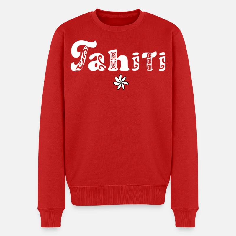 Tahiti (weiß) - Männer Premium Bio Pullover - Rot