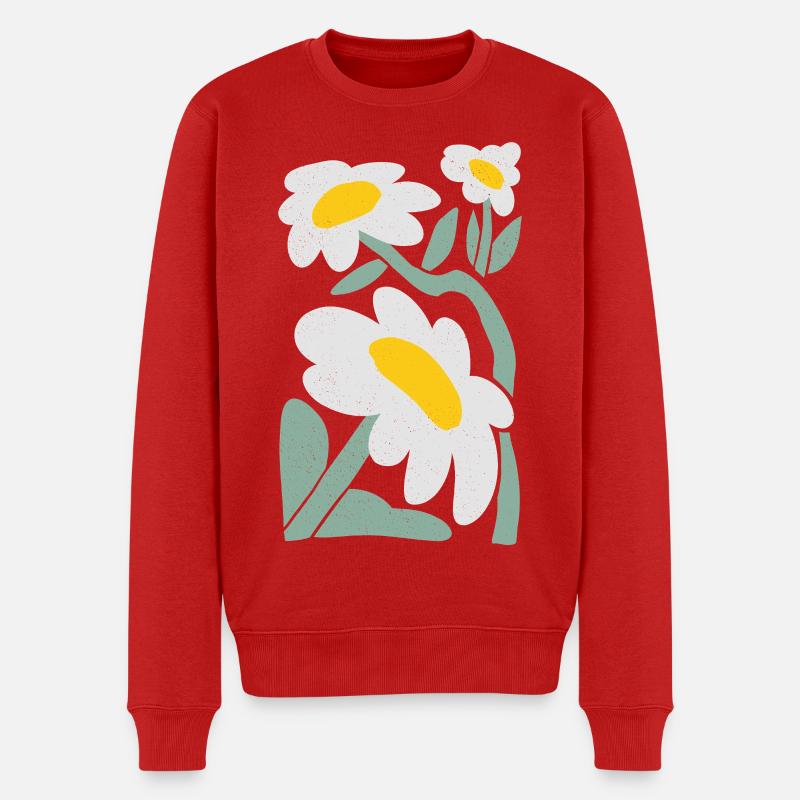 Verspielte Gänseblümchen Illustration - Männer Premium Bio Pullover - Rot