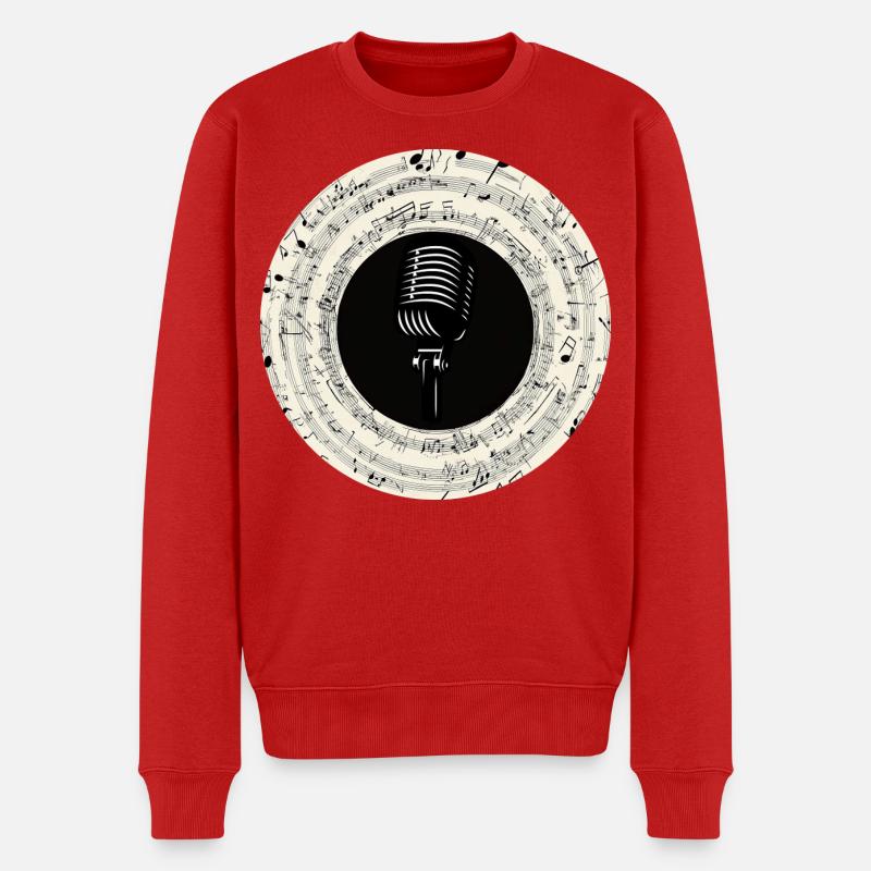 Mikrofon Musiknoten Kunst - Männer Premium Bio Pullover - Rot