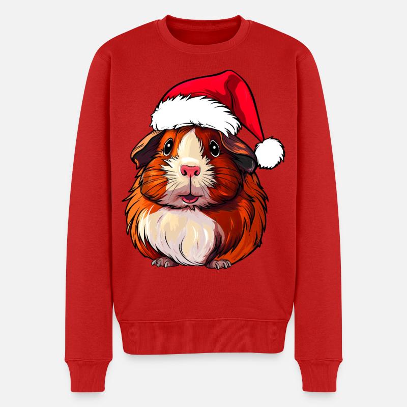 Weihnachtsmann Meerschweinchen - Männer Premium Bio Pullover - Rot