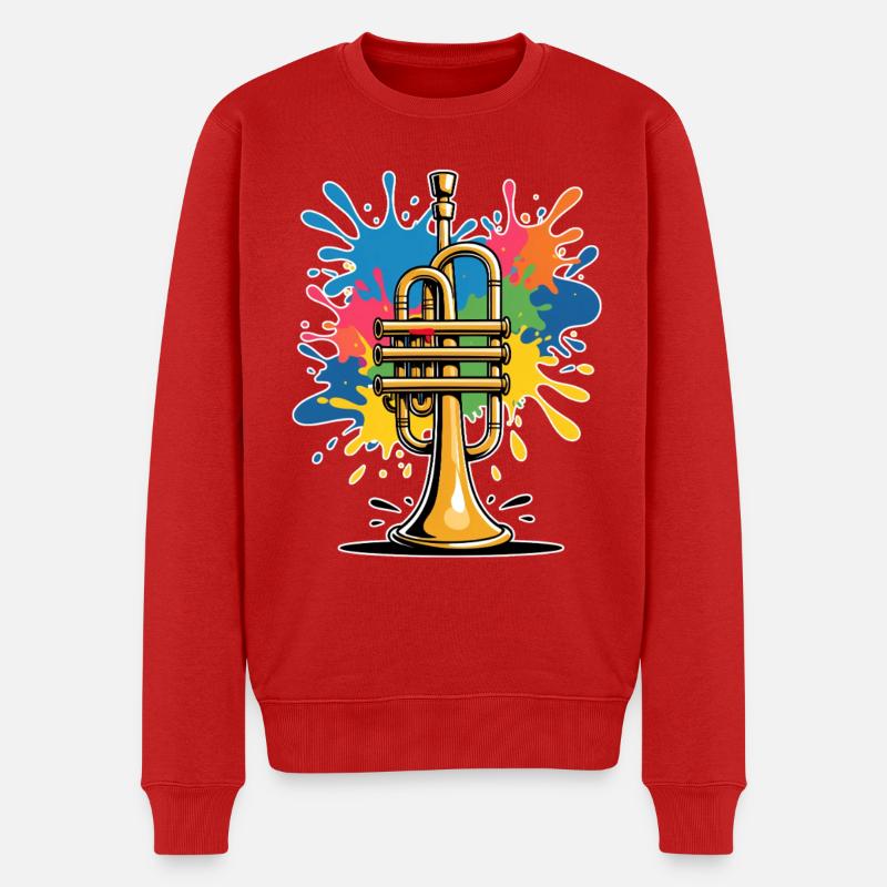 Lebendige Trompetenillustration im Graffiti-Stil - Männer Premium Bio Pullover - Rot
