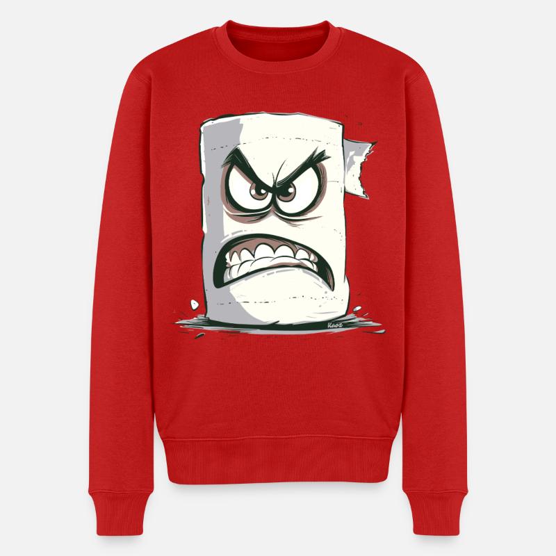 Wütendes Klopapier mit Gesicht - Männer Premium Bio Pullover - Rot