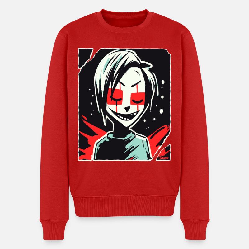 Dunkle humanoide Leinwandkunst - Männer Premium Bio Pullover - Rot