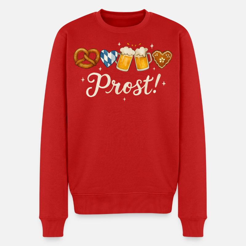 Frohes mit Bierkrügen und Lebkuchen - Männer Premium Bio Pullover - Rot