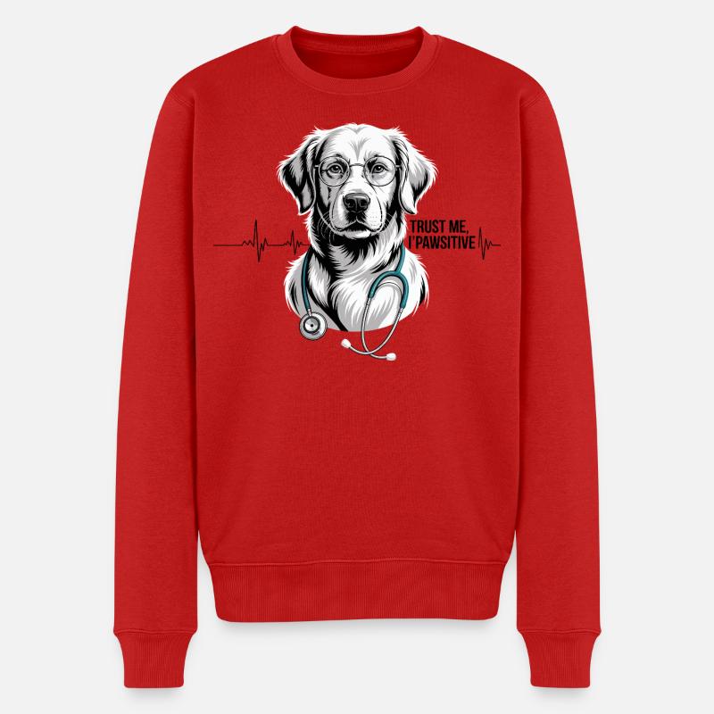 Arzt Hund - Männer Premium Bio Pullover - Rot