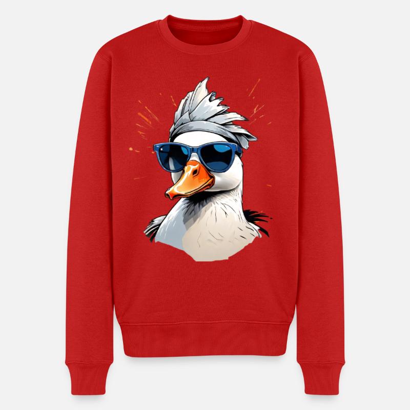 Cool Gans mit Sonnenbrille - Männer Premium Bio Pullover - Rot