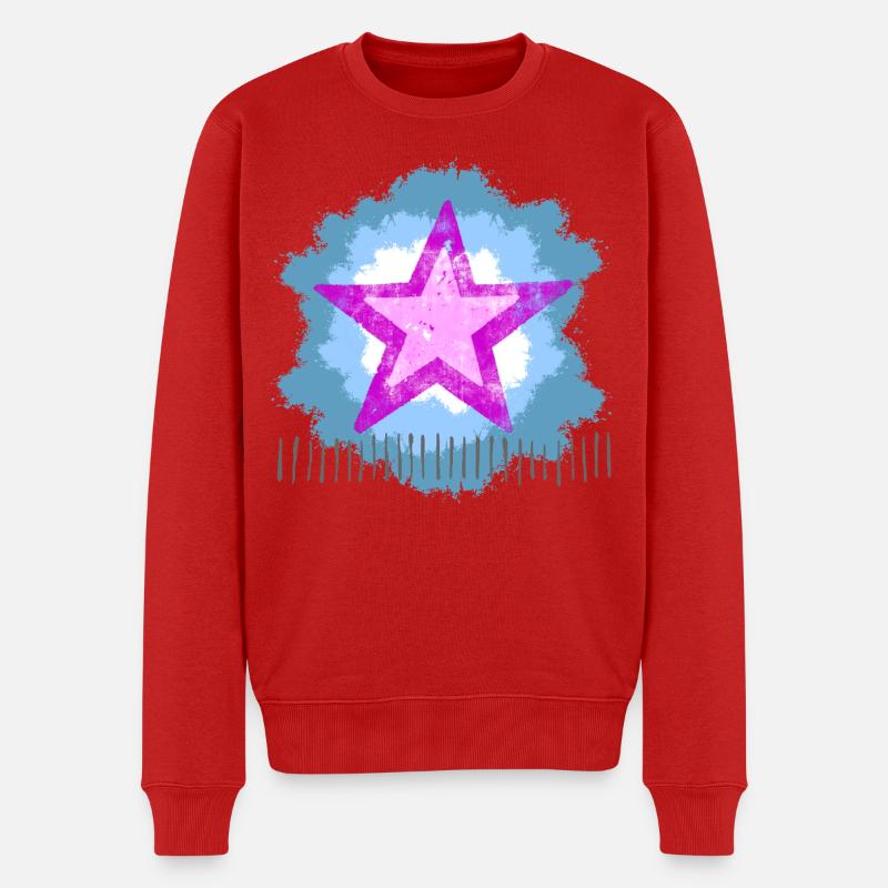 Leuchtender Pinker Stern im Aquarellstil - Männer Premium Bio Pullover - Rot