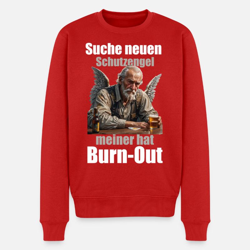 Schutzengel Burnout Spruch Design - Männer Premium Bio Pullover - Rot