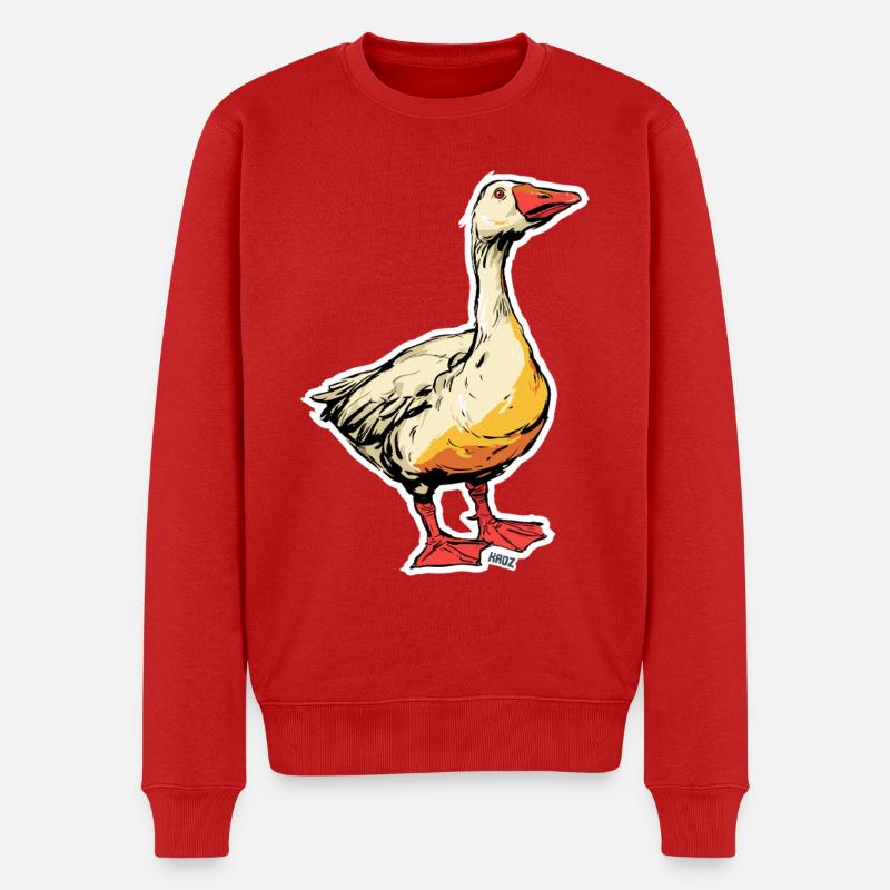Comic Gans mit Schnabel - Männer Premium Bio Pullover - Rot