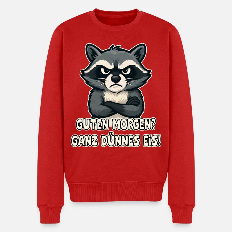Witziger Waschbär Spruchdruck - Männer Premium Bio Pullover - Rot