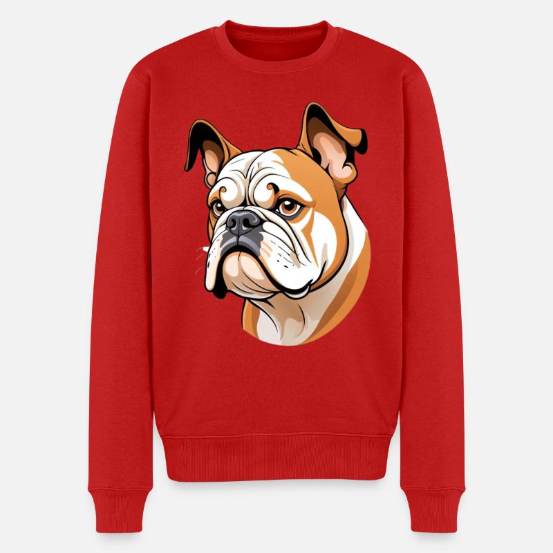 Tête de bouledogue dessin animé illustration - Pull Premium bio Homme - rouge