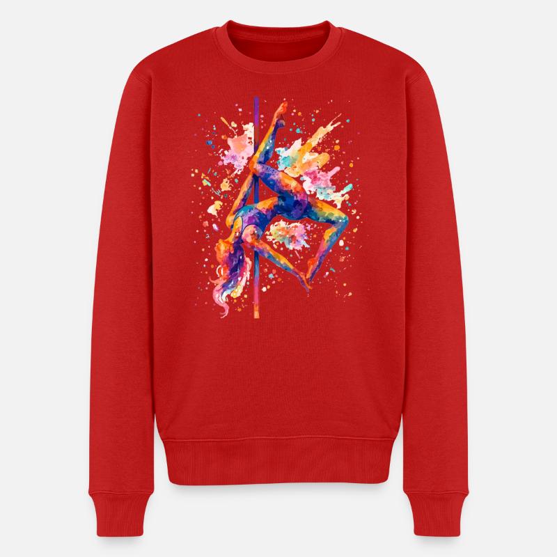Pole Dance Poledancerin Aquarell bunt Geschenk - Männer Premium Bio Pullover - Rot